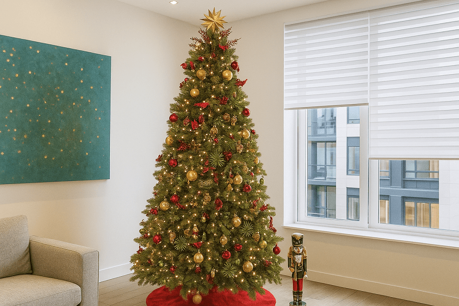 елка в красно-золотых тонах